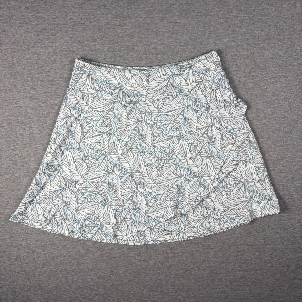 Eddie Bauer Skort Womens Medium White Blue Leaf Print Active Hiking Skirt